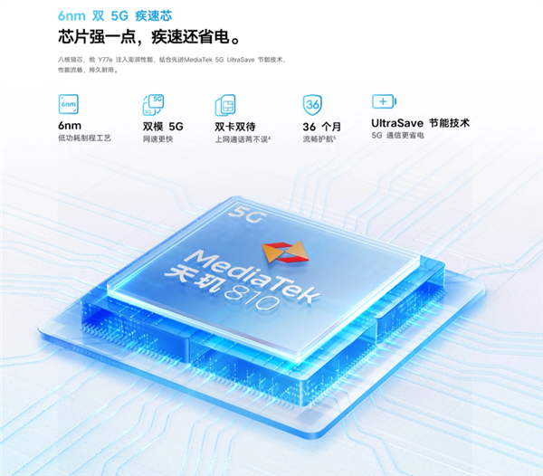 1599元起!vivo y77e官宣:天玑810、5000mah大电池(图2) 1599元起!vivo y77e官宣:天玑810、5000mah大电池
