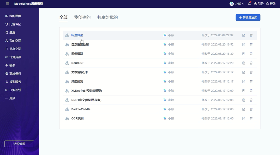 算法库功能对于模型的沉淀管理、一键复现.gif 企业数字化转型丨如何跑通模型开发、部署的工作流